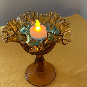 Fenton Thumbprint Glass pedestal bowl