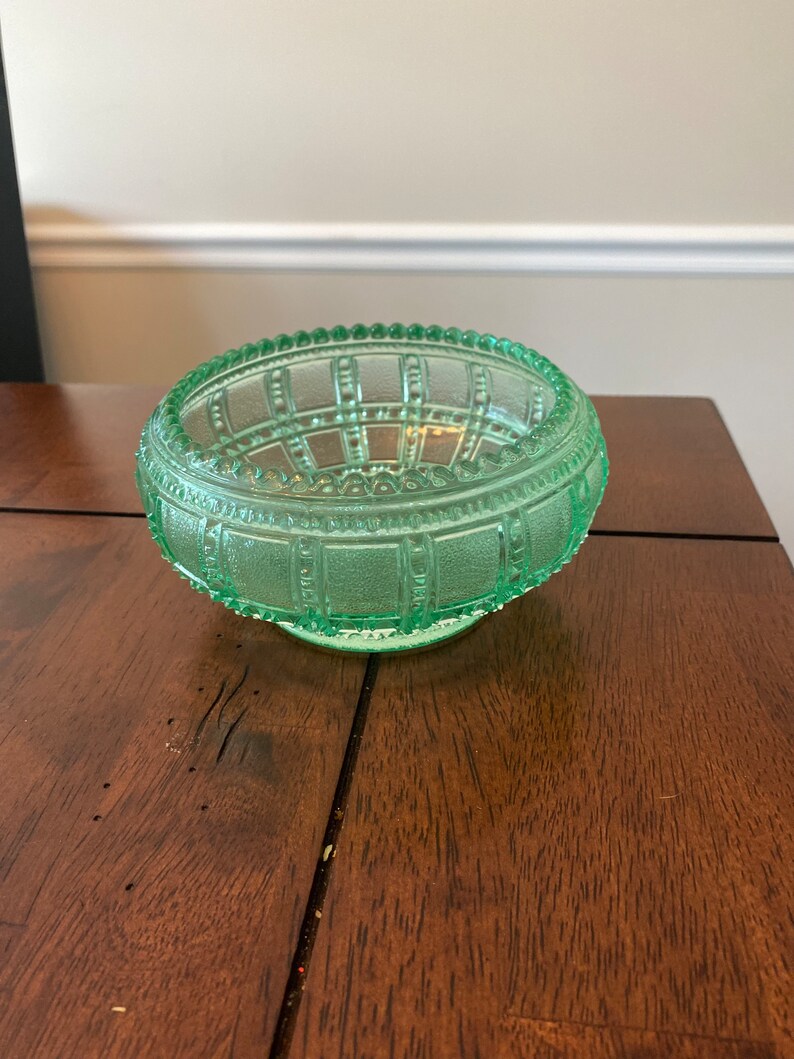 Imperial Block Green Depression Glass Bowl Etsy