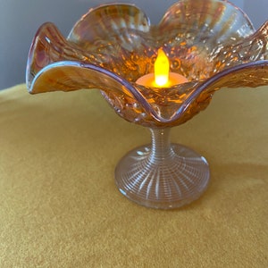 Orange Fenton Carnival Glas Rüschenschale