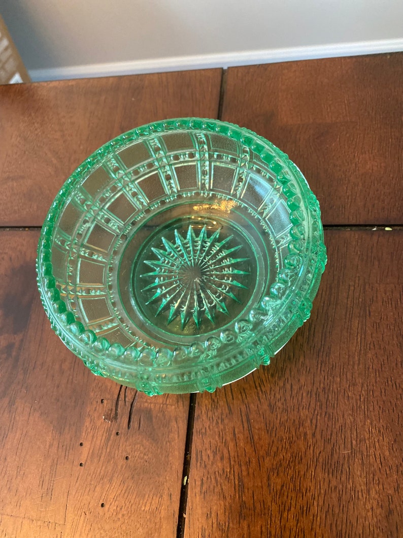 Imperial Block Green Depression Glass Bowl Etsy