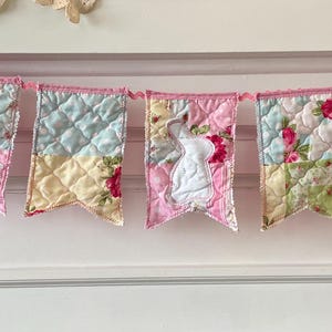 Bunny Quilted Pennant Banner: Easter, Up-cycled
