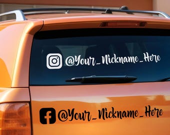 Custom Social Media Stickers - Custom Vinyl Lettering with Your Username and Social Mrdia Icon