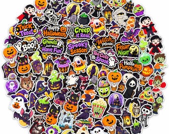 Halloween Spooky Sticker Pack, Vinyl Stickers for Water Bottles, Laptop, Pack of  100