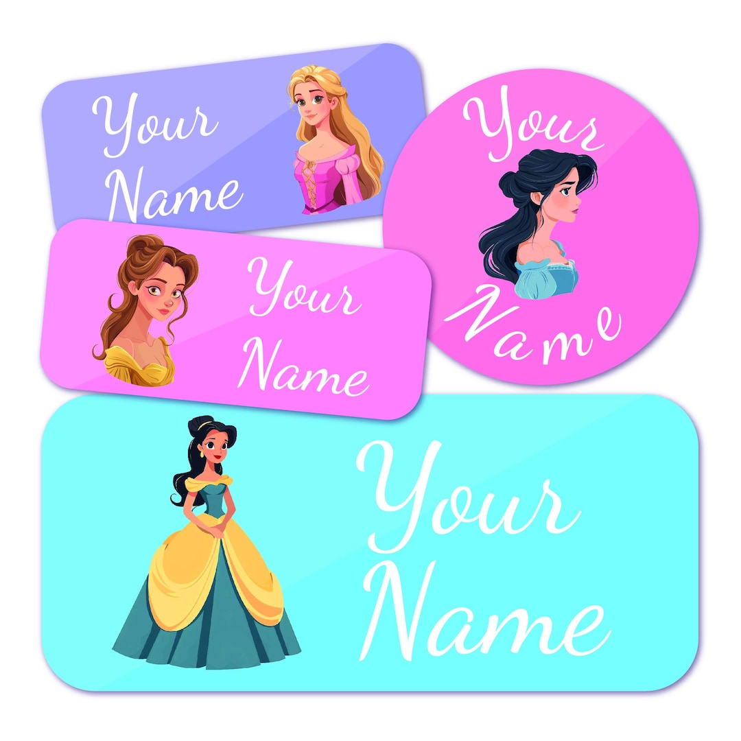 Princess Sticker Labels Custom Princess Name Stickers – Personalized Waterproof Labels for ...