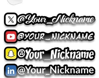 Custom Social Media Stickers - Customized Vinyl Name Username Logo - Custom Colored Vinyl Sticker Car Window