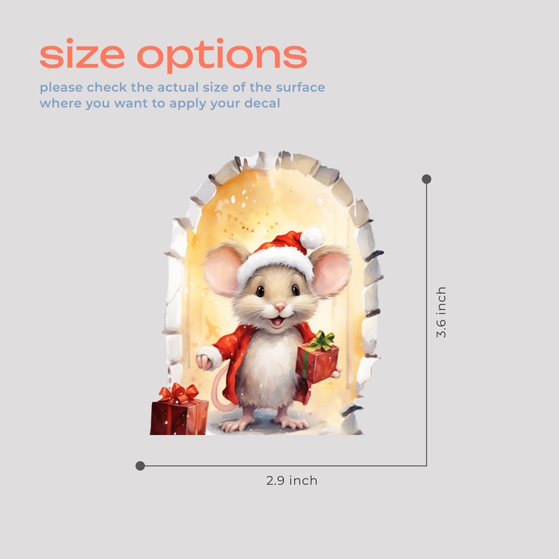 3D Wall Stickers Mouse Hole Decal Christmas Mouse House 3D Art Wall