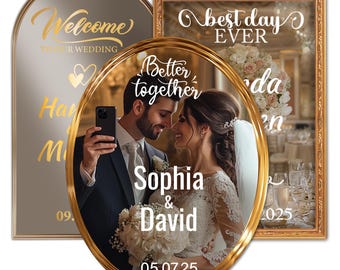 Custom Welcome Wedding Sign – Personalized Name Decal for Wedding Mirror – Fully Customizable Vinyl Lettering