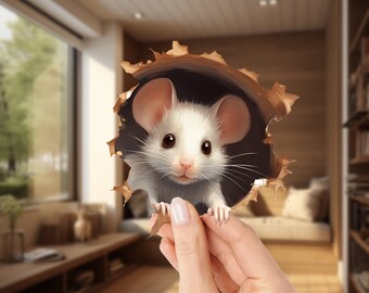 Mouse Wall Decal 3D Mouse Hole Stickers Mouse Hole Wall Sticker Mouse Hole Wall Sticker Decal for Baseboard Mouse Stickers for Walls