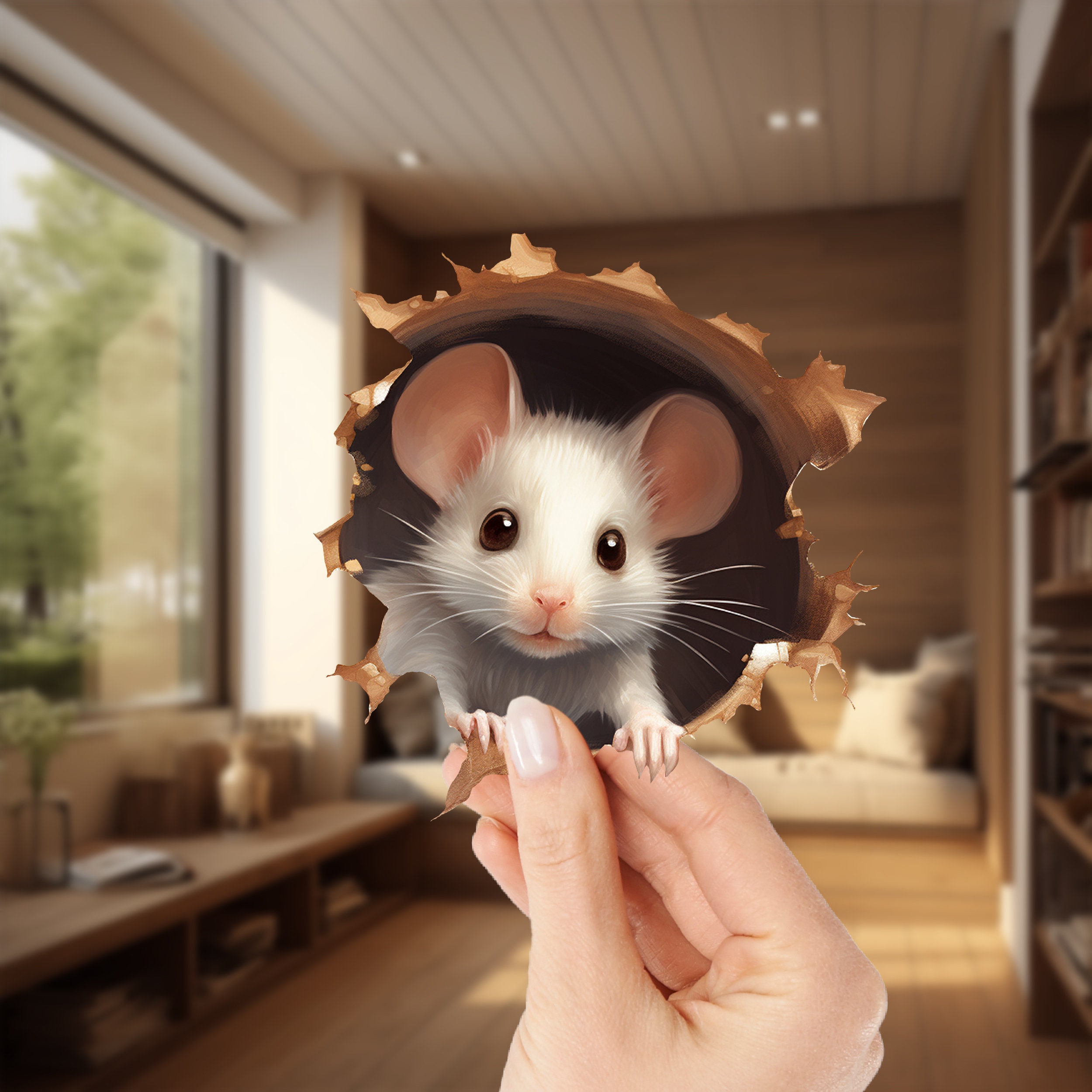 Mouse Wall Decal 3D Mouse Hole Stickers Mouse Hole Wall Sticker Mouse ...