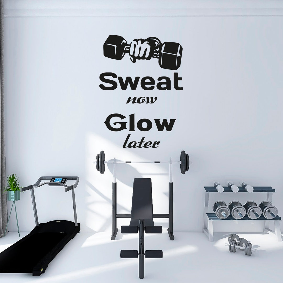 Inspiring Home Gym Decal With Custom Text and Hand Holding Dumbbell