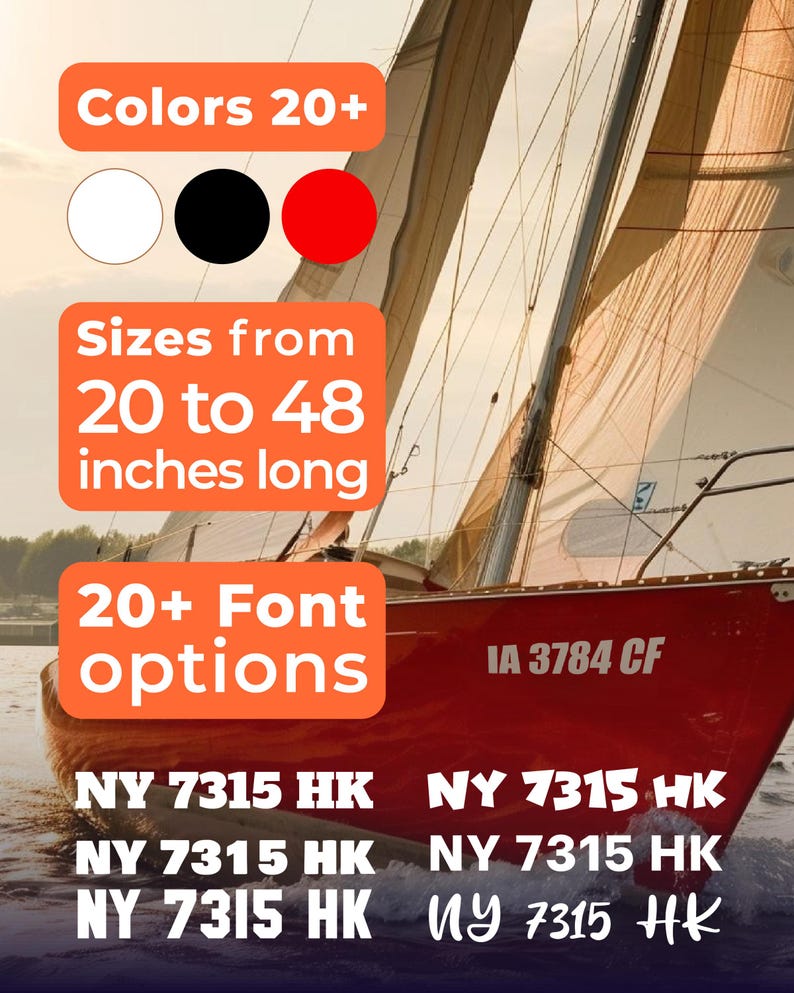 Custom Boating Numbers Custom Boat Registration Numbers Decal – Pack of 2 Personalized Boat ...
