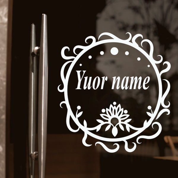 Decorative Personalized Name Yoga Stickers with Yoga Symbols - Yoga Studio Wall Decal with Symbolic Elements - Custom Name Yoga Decals