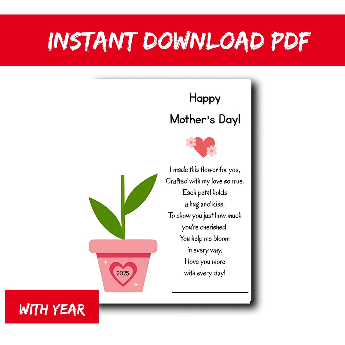 Mother's Day Handprint Craft for Kids | Gift for Mom | Flower Poem ...
