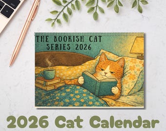 2026 Cat Wall Calendar – Cats Chillin’ with Books – Cute Bookish Cat Lover Gift, Literary Cat Decor, Reading Lovers Calenda
