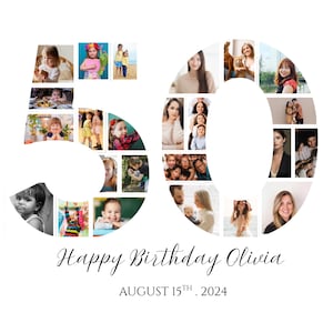 EDITABLE 50th Birthday Photo Collage, 50th Birthday Photo Poster Template, 50th Birthday Gifts, 50th Birthday Party Decorations