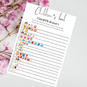 Children&#39;s Book Emoji Pictionary Game | Baby Shower Emoji Game | Emoji Pictionary | Baby Book Emoji Game | Baby Shower Games Printable | A1