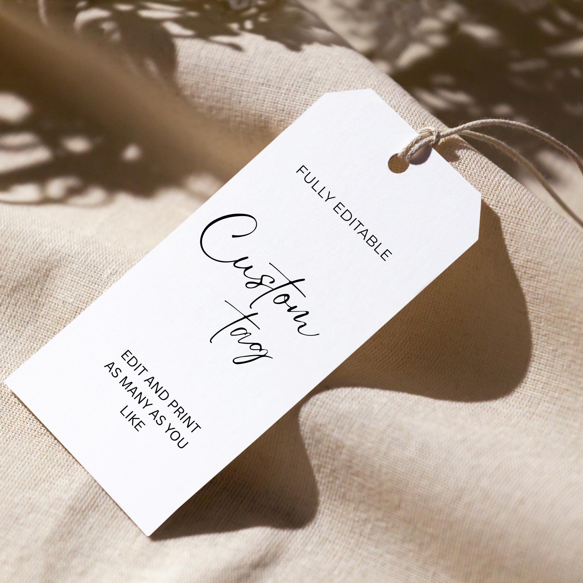 Editable Tags Template Instant Download Calligraphy Custom Gift Tag Printable Present Tag Label Minimalist Wedding Baby Shower Party Favor