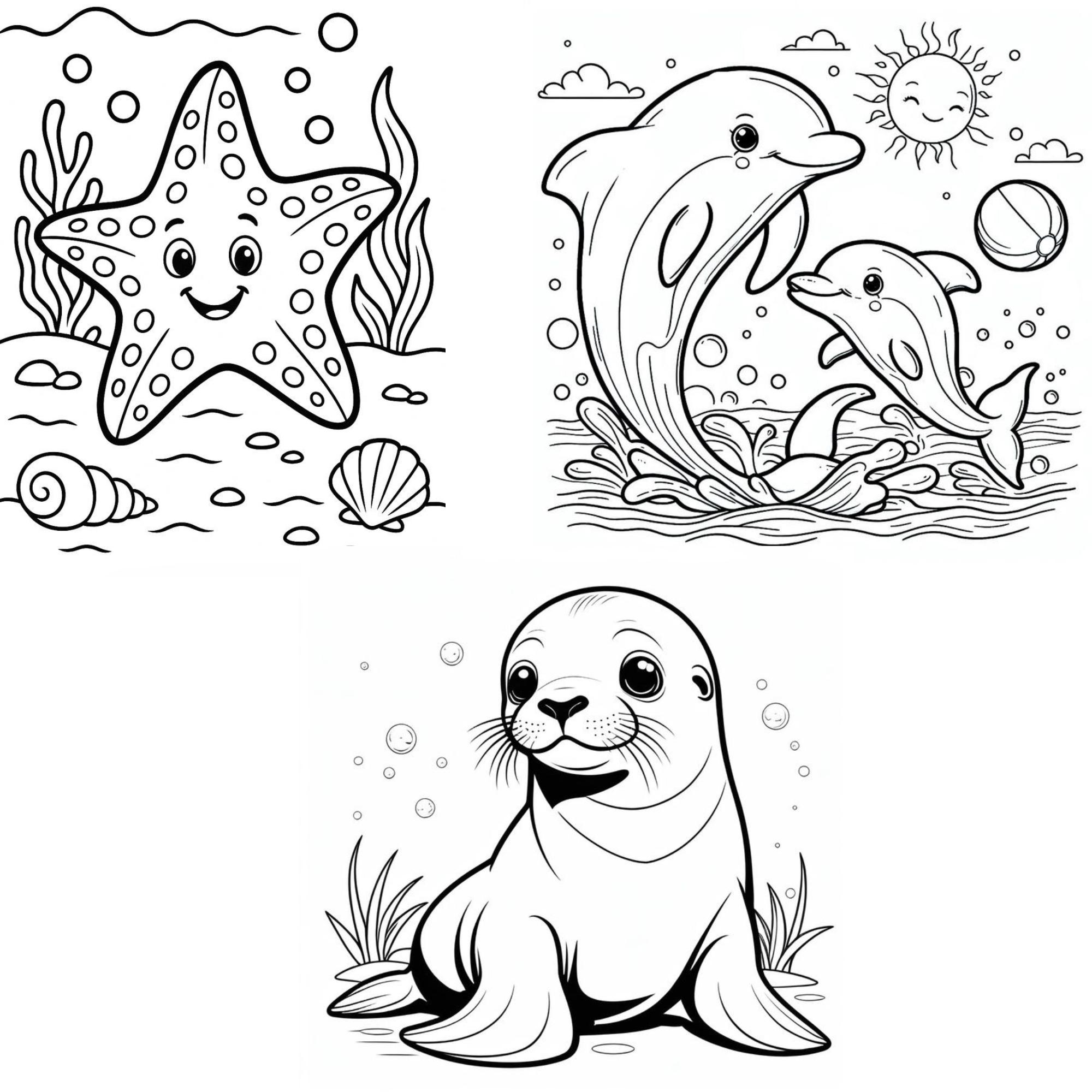 Cute Ocean Animals Coloring Pages – 100 Printable Sea Animal Coloring ...