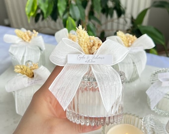 Personalisierte Glas Hochzeit Kerze Gefälligkeiten, elegante Massengeschenke