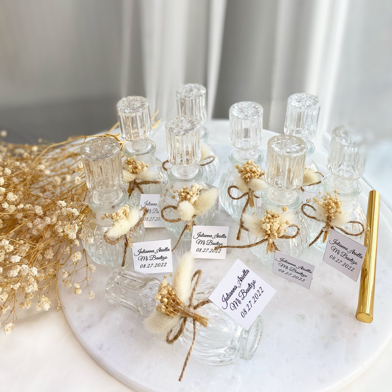 Wedding Favors Empty Glass Cologne Bottles Designed With Dried Etsy
