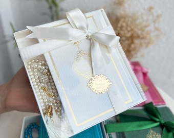 Personalized Velvet Dua Book & Tasbeeh Gift Set with Decorated Box