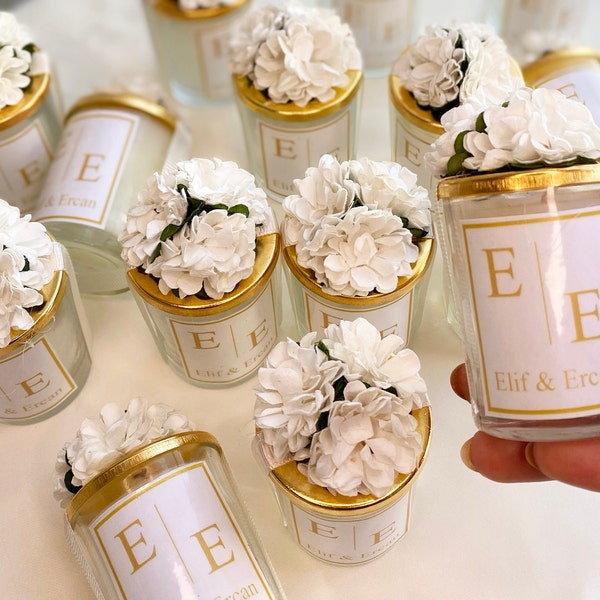 Personalized Wedding Party Thank you Candle Favor for Guests, Luxury Wedding Candle Favors, Elegant Candle in glass, Wedding Favor for Guest