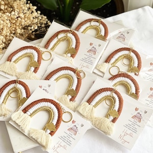 Name Key Chain Customized Keychain Friends Gift Personalized Gifts Macrame Keychain Bag Charm Recycled Cotton Cord Natural Beige Pink Green