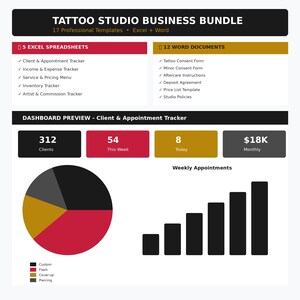 Tattoo Studio Business Bundle | Client Tracker, Consent Forms (Digital Download