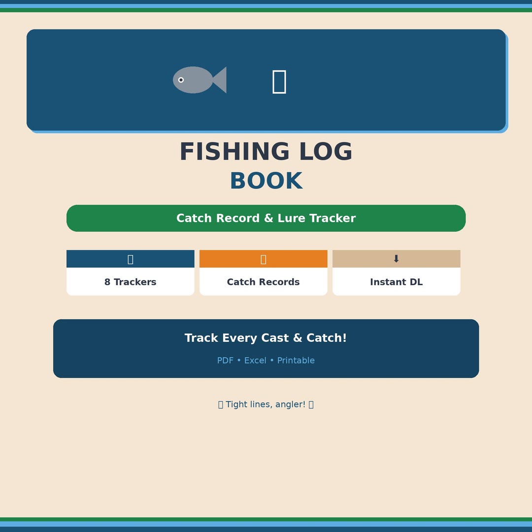 Fishing Log Book Printable | Catch Record Lure Tracker | Fish Journal ...