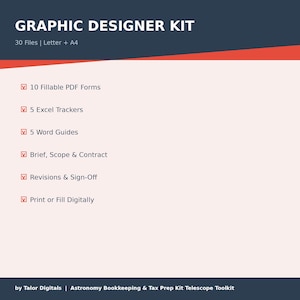 Graphic Designer Kit | 30 Files | Letter + A4 | Creative Brief Scope Contract Revisions File Delivery Usage Rights Excel
