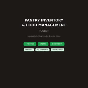 Pantry Inventory Toolkit | Food Management System | Expiry Tracker | Fillable PDF DOCX | US Letter A4