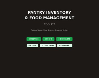 Pantry Inventory Toolkit | Food Management System | Expiry Tracker | Fillable PDF DOCX | US Letter A4