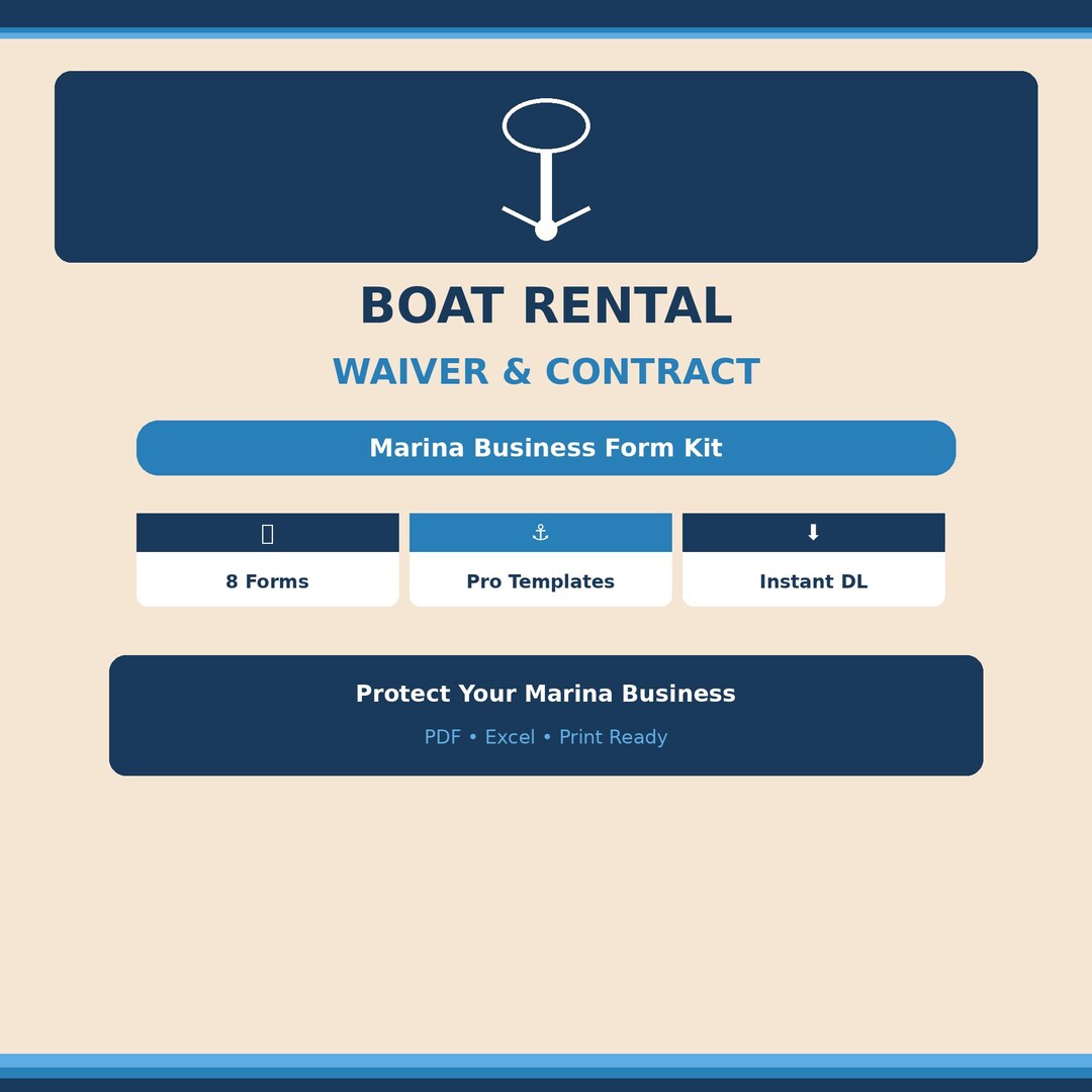 Boat Rental Agreement | Marina Business Forms Kit (PDF, Excel) - Etsy