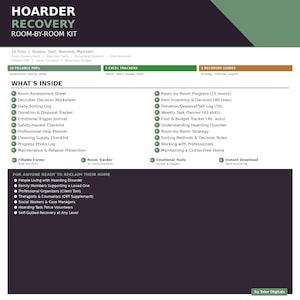Hoarder Recovery Room by Room Kit 20 Files Fillable PDF Excel Tracker Declutter Checklist Hoarding Help Sorting Worksheet