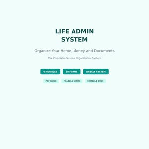 Planificador de organización del hogar / Sistema de administración de vida, Seguimiento de facturas (PDF DOCX rellenable)