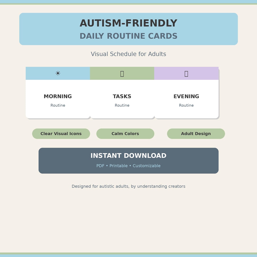 Autism Daily Routine Cards for Adults | Visual Schedule Printable ...