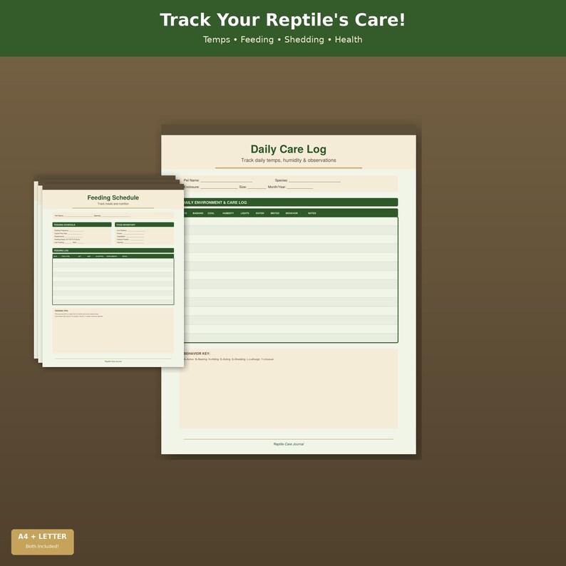 Image result for Reptile Care Journal Printable, Herp Keeper Log (PDF Download) - Etsy