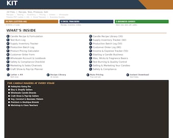 Candle Making Business Kit | 30 Files | Letter + A4 | Fillable PDF | Recipe Library | Pricing Calculator | Wholesale Lookbook