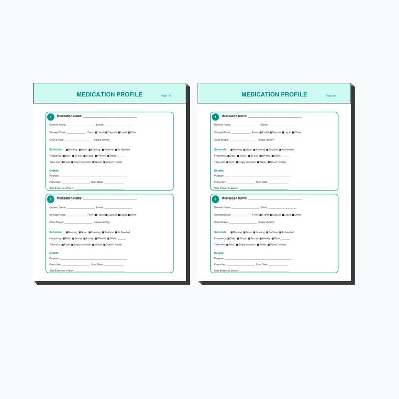 File Header Medication Medication Tracker Printable, Pill Schedule, Refills, Side Effects Log ...