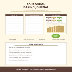 Diario de repostería con masa madre: recetas, iniciadores y resolución de problemas (PDF + Excel)