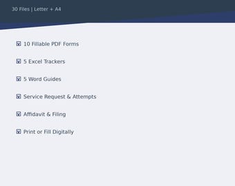 Process Server Business Kit | 30 Files | Letter + A4 | Service Request Attempt Log Affidavit Template Law Firm Client Excel