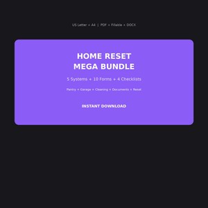 Home Reset Mega Bundle | Pantry Garage Cleaning Documents | Fillable PDF DOCX | US Letter A4 image 9