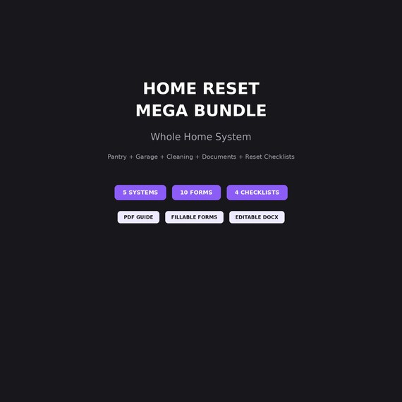Home Reset Mega Bundle | Pantry Garage Cleaning Documents | Fillable PDF DOCX | US Letter A4