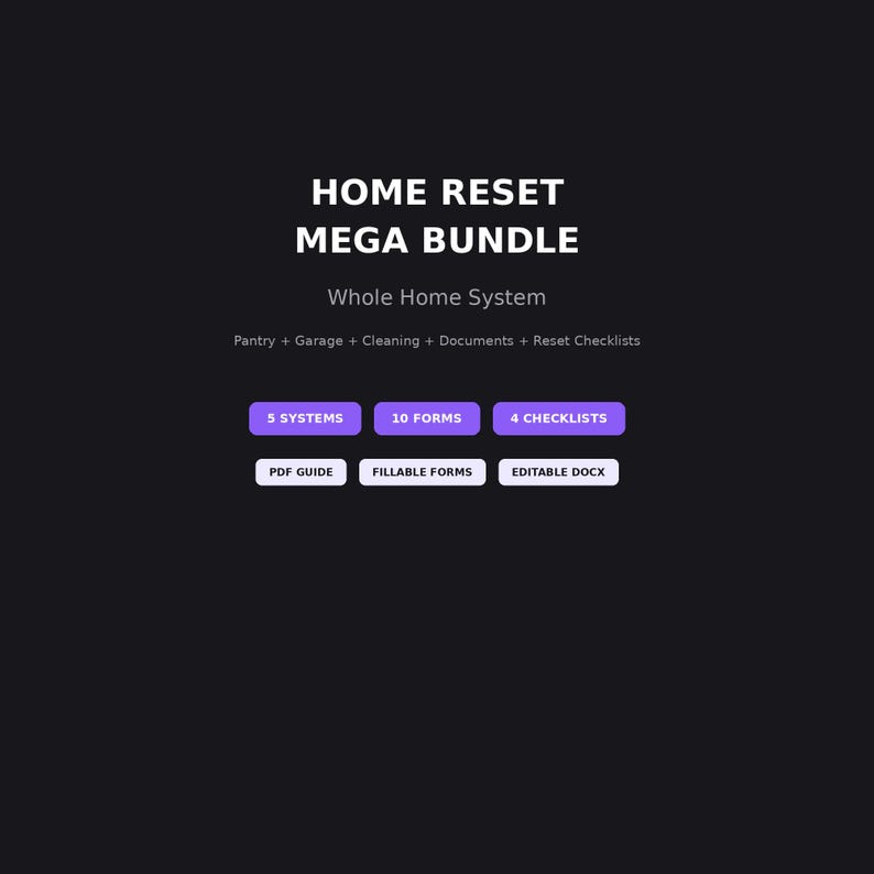 Home Reset Mega Bundle | Pantry Garage Cleaning Documents | Fillable PDF DOCX | US Letter A4 image 1