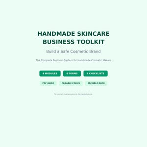 Handmade Skincare Business Toolkit | Cosmetic Brand Planner (Fillable PDF & DOCX Templates)