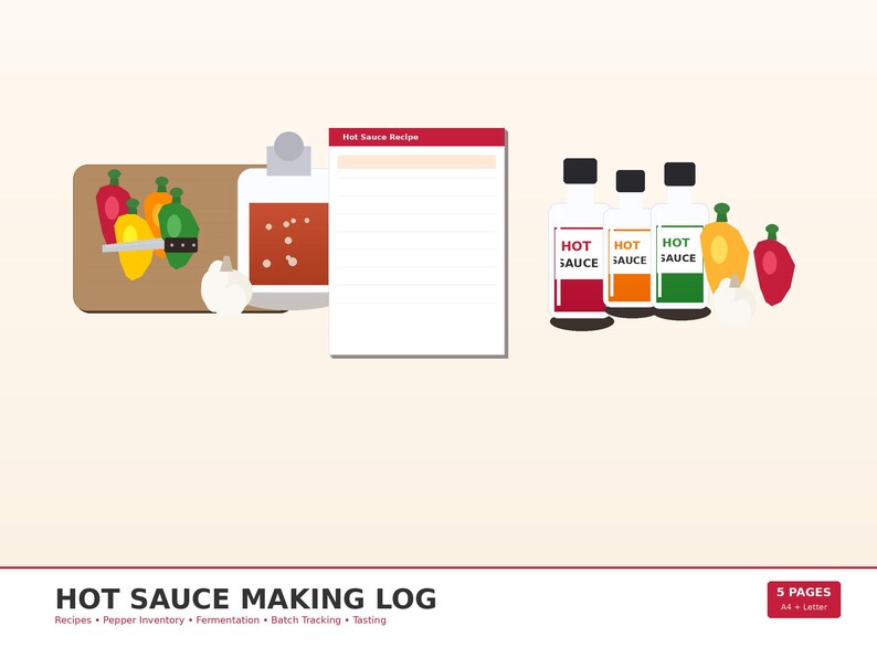 Condiment Log Hot Sauce Making Log Printable | A4 + US Letter | Recipe Tracker ...