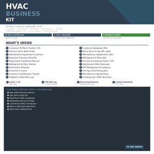 Kit de negocios de climatización / 30 archivos / Carta + A4 / PDF rellenable / Orden de trabajo de servicio / Contrato de mantenimiento / EPA 608 / Lista de verificación de puesta a punto