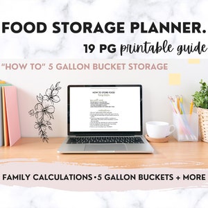 Food Storage 5 Gallon Bucket Planner  - Shortage Preparedness, Buying Checklist, How-To Guide + More