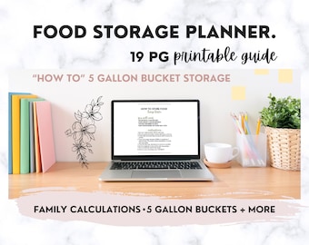 Food Storage 5 Gallon Bucket Planner  - Shortage Preparedness, Buying Checklist, How-To Guide + More