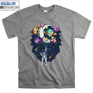 Balloon Planet Astronaut Camiseta Funny Space Artsy Camiseta Oversized S M L XL XXL 3XL 4XL 5XL Hombres Mujeres Unisex D3424
